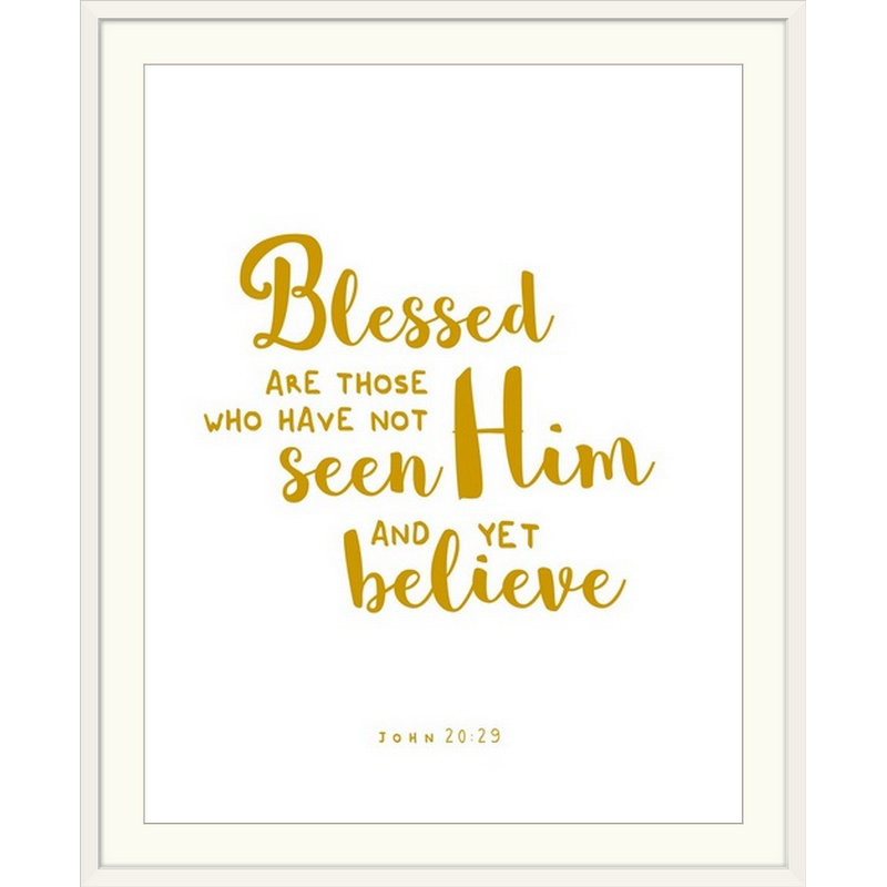 «John 20:29 - Scripture Art», art textuel, H 23 po x l 20 po x P 1 po, Cadre blanc