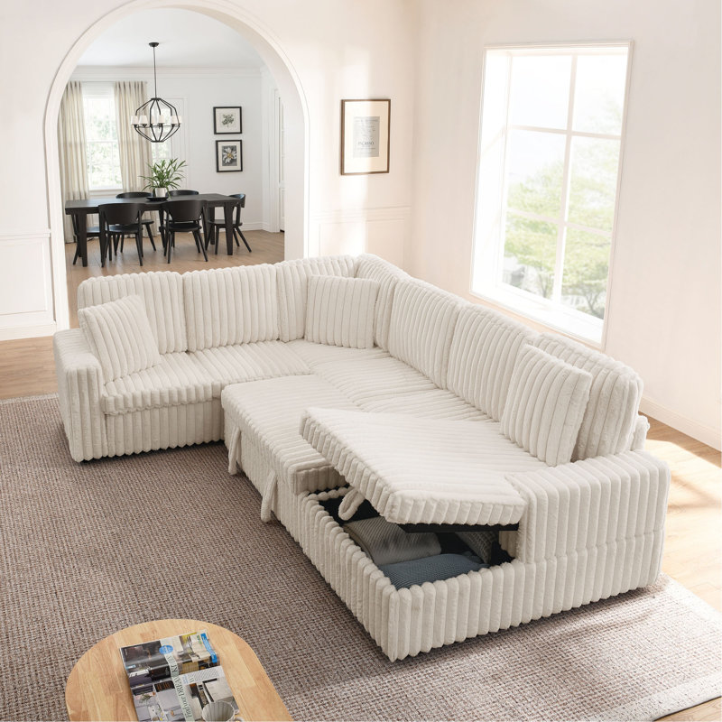 Canapé rembourré Corduroy, Beige