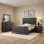 Ensemble de chambre à coucher pour grand lit 4 pièces Fema, tête de lit à panneau à facettes verticales, brun-118445311