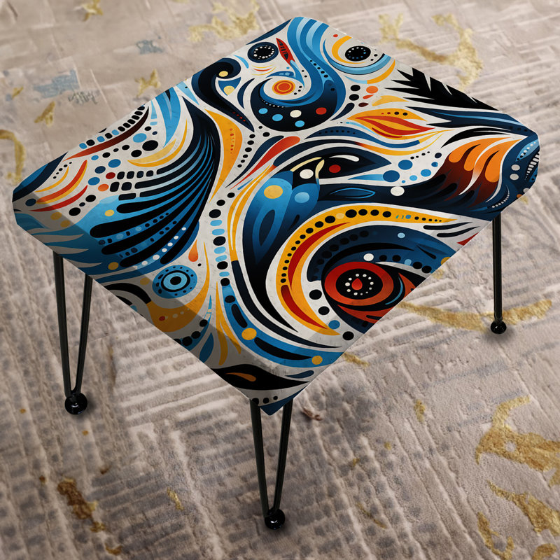 Bleu et orange Tribal Dreams I - Repose-pieds rectangulaire abstrait