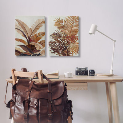  "Brown Tropical Palm Plants", ensemble de 2 toiles d'art par Jacob Q
