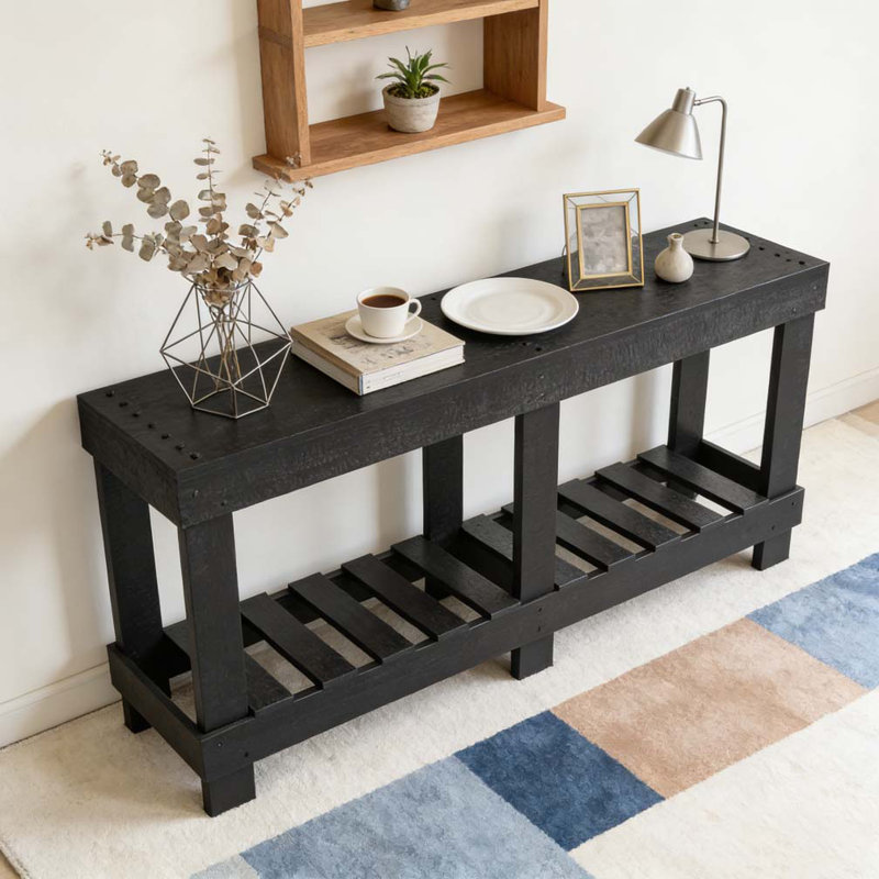 62.9" Vintage Entryway Table, Black