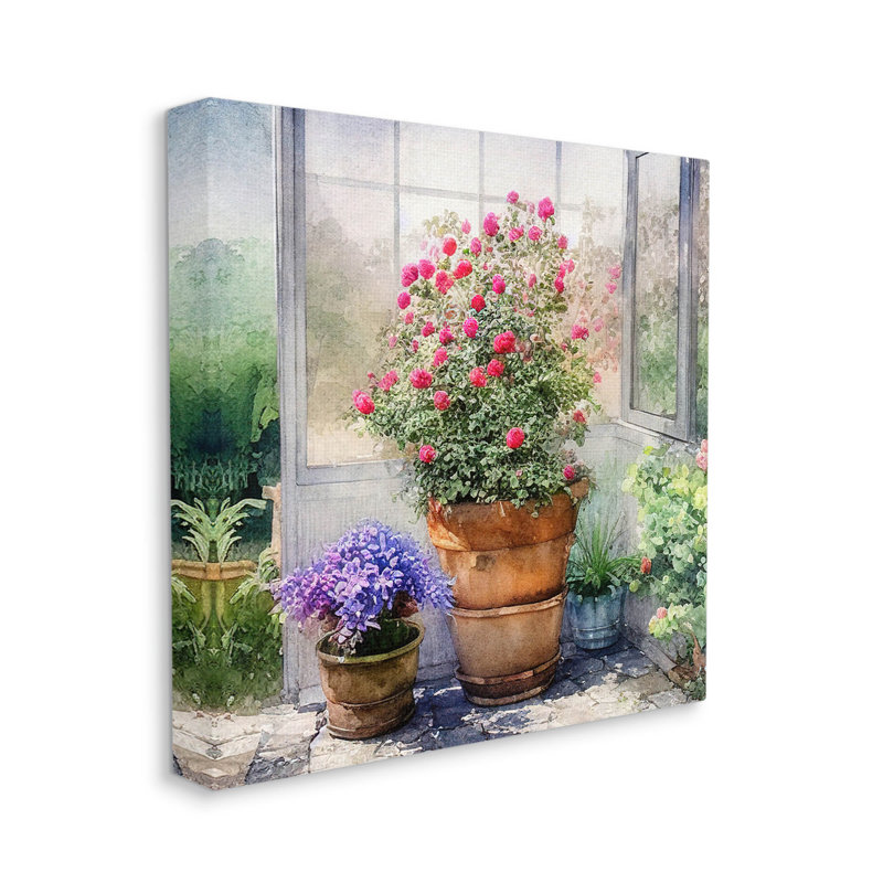 Été, serre, jardin, fleurs, estampe numérique par Alpenglow, atelier, H 30 po x l 30 po x P 1,5 po, Toile tendue