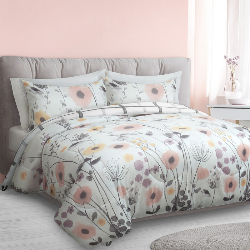Full White Microfiber Reversible Comforter Set