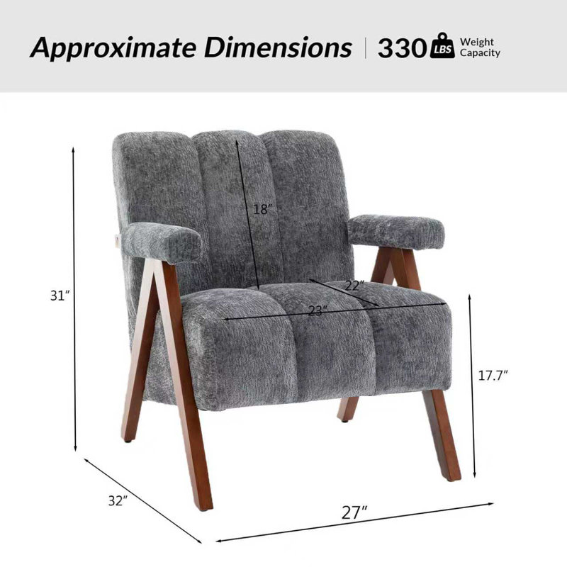 Chaise avec accoudoirs Mid-Century moderne et capitonnée (ensemble de 2), Gris