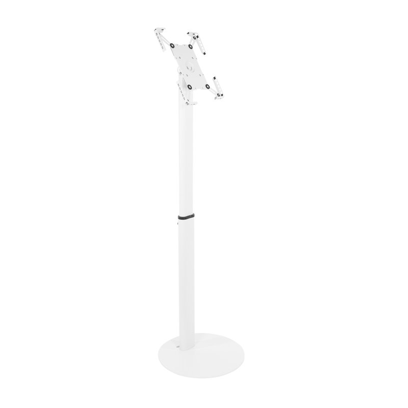 White Adjustable Universal Tablet Floor Stand with Lockable Mount