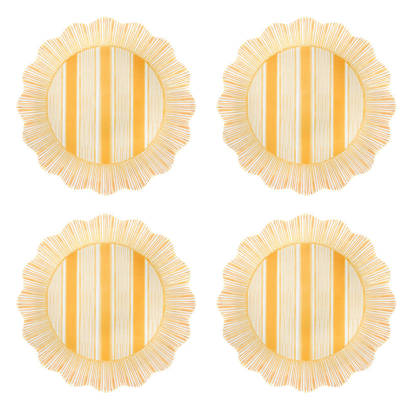 Cabana Stripe Melamine Dessert/Salad Plates, Sunshine