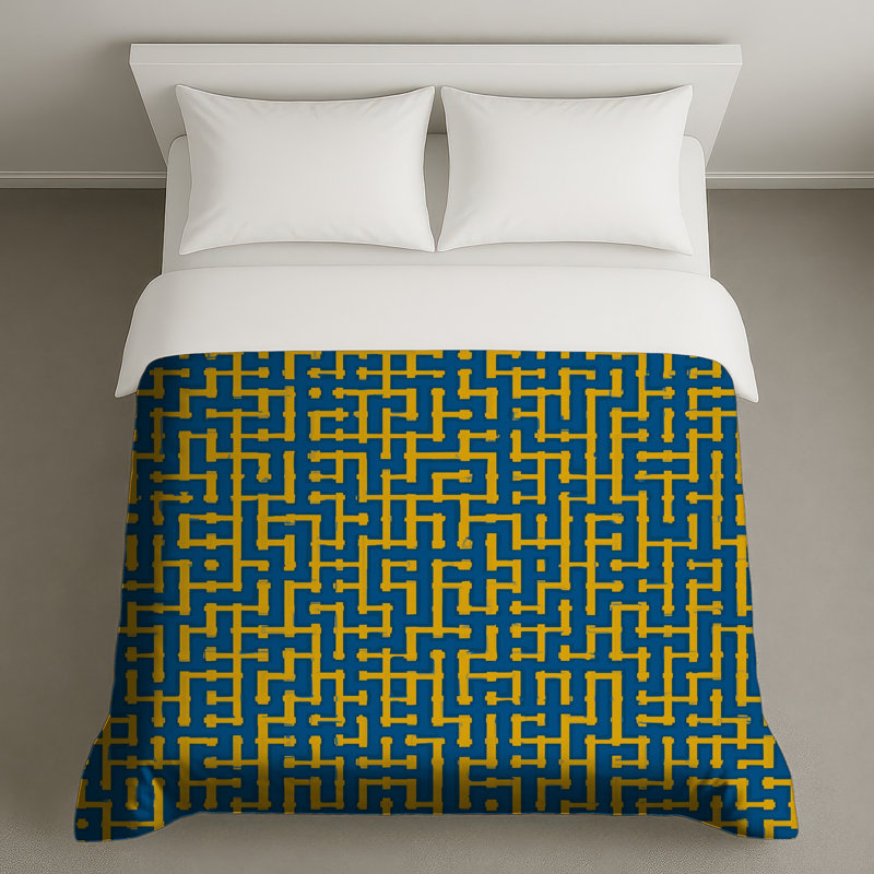Housses de couette bleues et jaunes, King