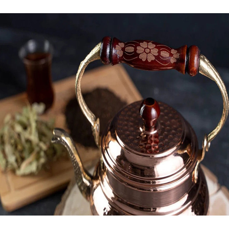 Théière en cuivre martelé à la main avec bouilloire ALFIQ, Cuivre