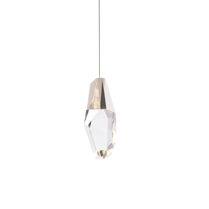 Martini 1 - Light LED Single Pendant, Polished Nickel, Clear Optic Crystal
