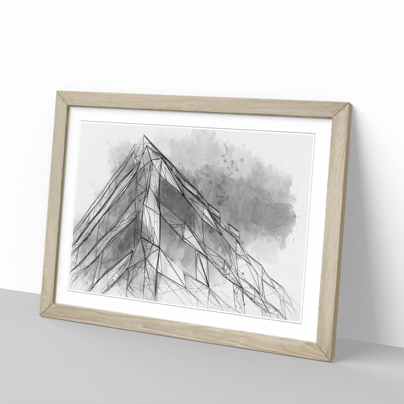 Architecture Sketch Vol.23 in Abstract - Picture Frame Drawing Print, 48cm H x 65cm W x 2cm D, Oak Framed