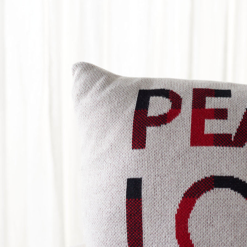 Good Tidings Red and Beige Square Pillow Set