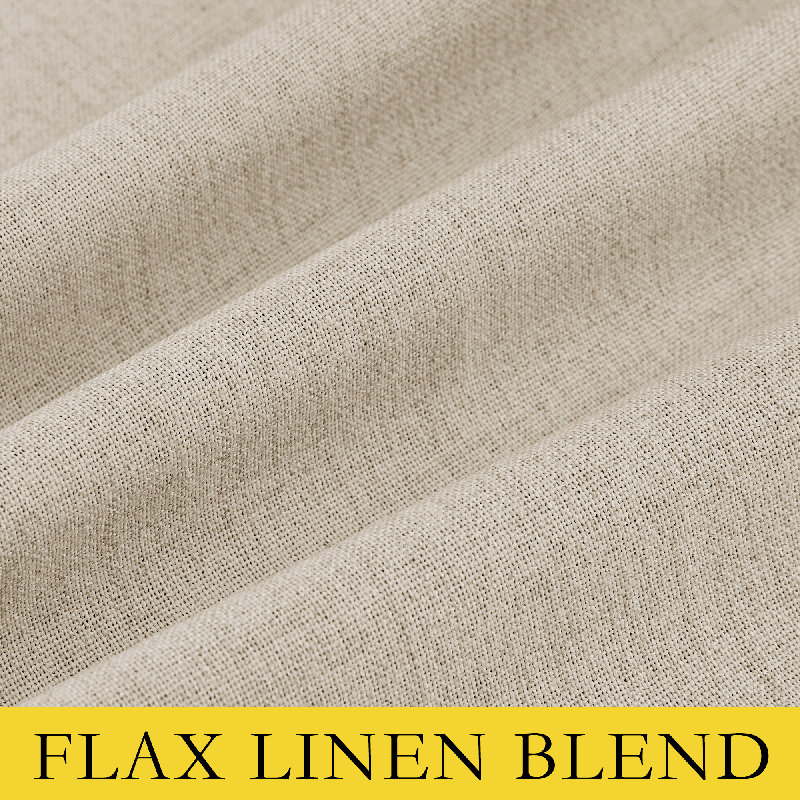 100% Blackout Linen Curtains for Bedroom, Burlap Linen Drapes with Thermal Insulated Grey Liner Grommet Noise Reducing Window Panels for Living room, 2 Panels