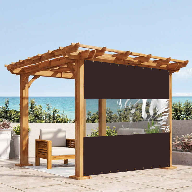 Heavy Duty Outdoor Clear Panel Curtain, All Weather Resistant Tarp Curtain for Pergola Porch Gazebo, Privacy Screen, Blackout Curtains(9 x 12 ft)