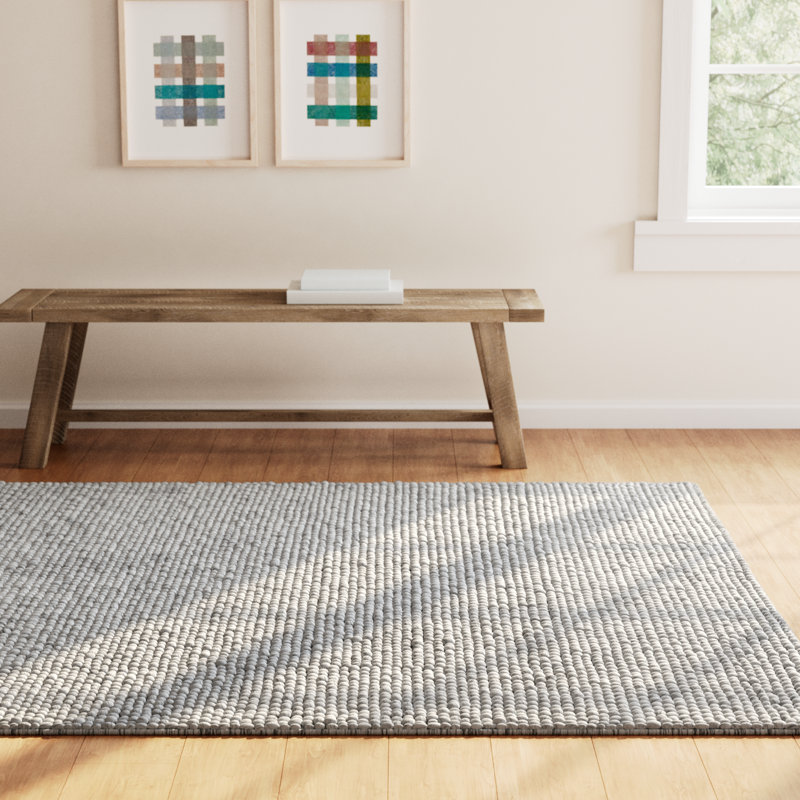 Elle Handmade Light Grey / Ivory Rug, Rectangle 6' x 9'