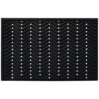 Pere Natural Rubber Wavy Scraper Door Mat — Heavy-Duty, Dirt-Trapping Floor Mat for Commercial and Residential Use