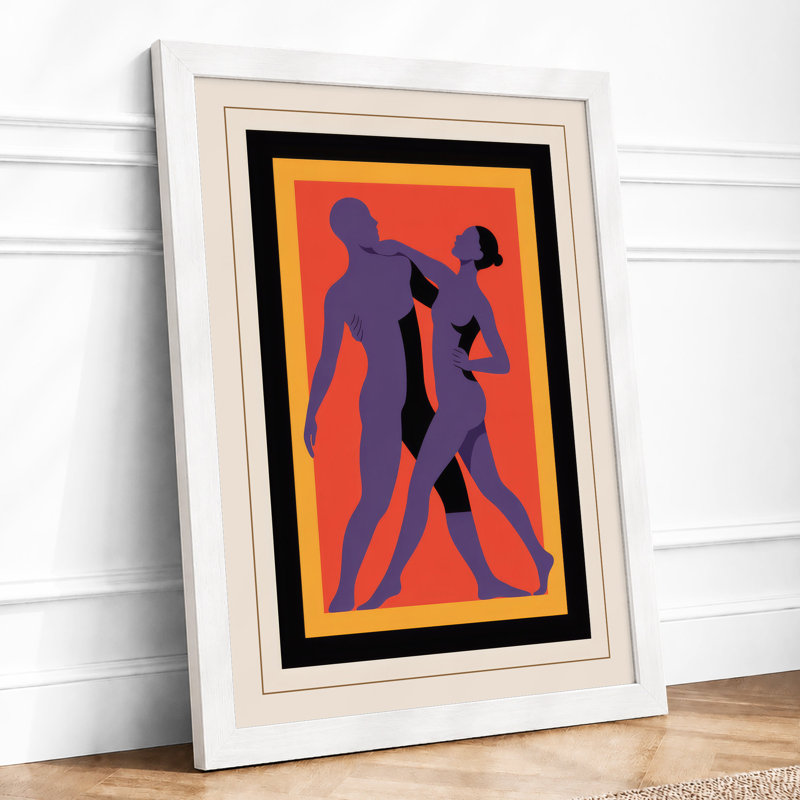 Dancefloor Embrace Modern - Framed Print, A3 - 42.0 x 29.7 cm, White