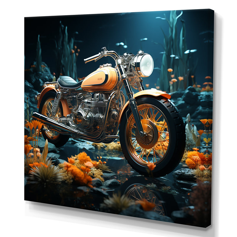 «Rustic Motocyle Bike Memory» sur toile, H 24 po x l 24 po x P 1 po, Toile tendue