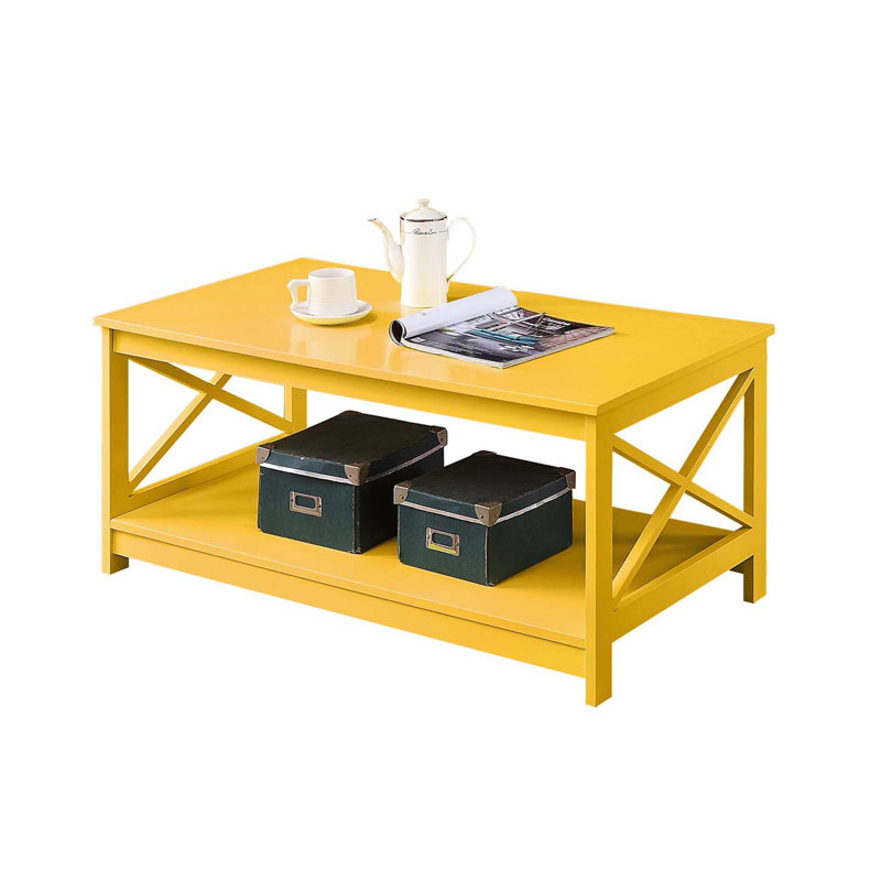 Table basse à 4 pieds avec rangement Darek, Jaune