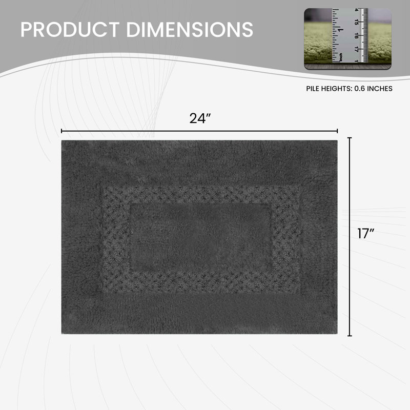 Tapis pour salle de bain 100% coton Classy Bathmat, l 17 po x L 24 po, gris