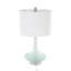 Lampe de table ronde en verre texturé Cole and Gray avec abat-jour tambour blanc et base argentée