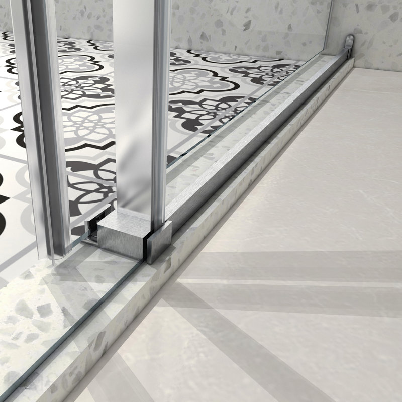 Porte de douche sans cadre en nickel brossé, une porte fixe et une porte mobile, grandes poulies de 70 mm en acier inoxydable 304 avec fonction de fermeture amortie réglable, nettoyage facile grâce à la technologie Nano, revêtement anti-explosion.