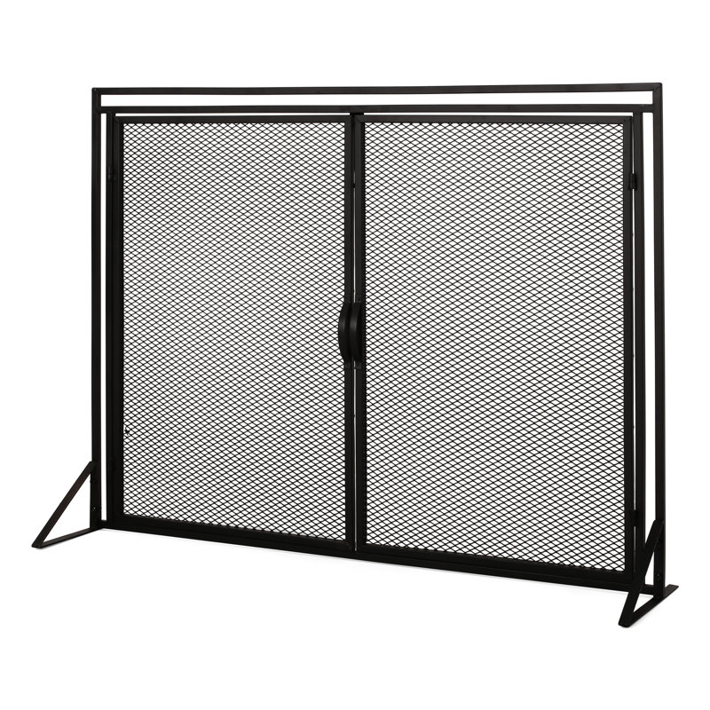 Pare-étincelles en fer de forme rectangulaire - aspect contemporain, H 31,09 po x l 40,88 po