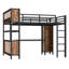 Grand lit mezzanine en métal de style moderne avec rangement et établi en L, garde-robe à assemblage simple, bureau, tablettes, robuste pour adolescents, noir, style, peu encombrant