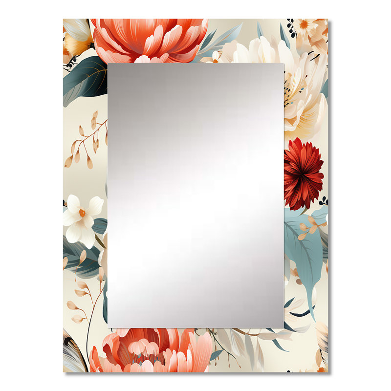 Geir Modern Botanical Soft Color Scenery - Miroir mural floral, miroir décoratif de chalet, impression d'art en métal