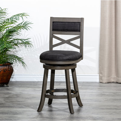 Tabouret de bar de 30 po de hauteur avec tissu extérieur gris vieilli et gris anthracite - Le tabouret pivotant confortable Comfort