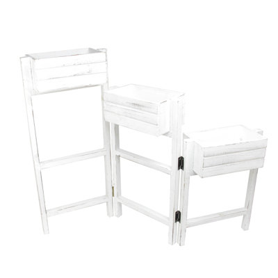 Support pour jardinière à charnière en bois à 3 niveaux blanc et noir 35 po