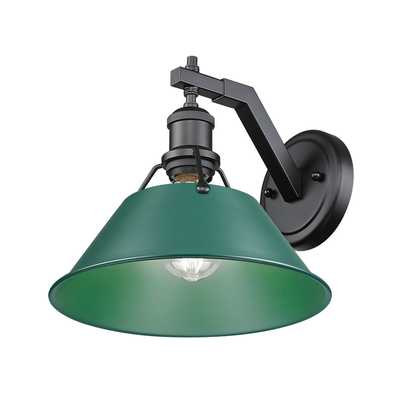 Orwell 1-Light Wall Sconce in Aged Brass with Pine Green, Matte Black