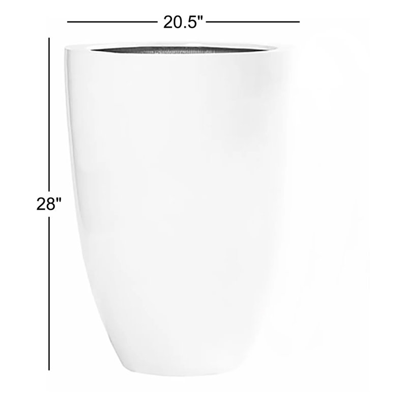 Pot à fleurs Elbe Fiberstone, H 28 po x l 20,5 po x P 20,5 po, Blanc