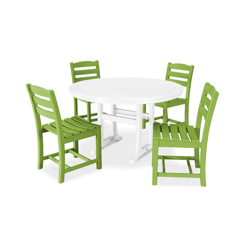 POLYWOOD La Casa Café 5-Piece Side Chair Dining Set, Lime/White
