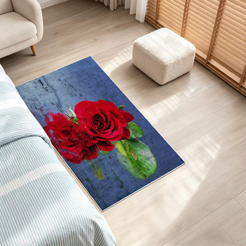 Tapis rouge lavable à la machine Valentine