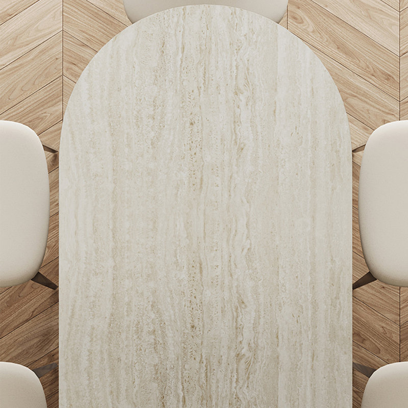 Ensemble de table de salle à manger et de chaises crème Wind Wind Rock, H 29,52 po x L 78,74 po x l 31,49 po