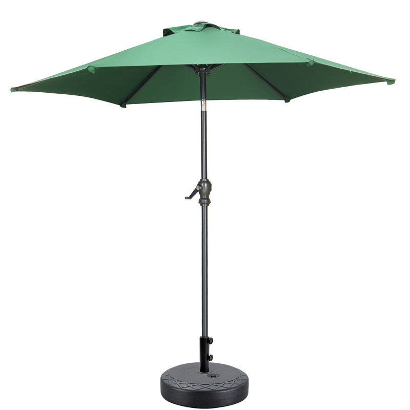 Parasol de patio 7,5 pi avec base, Vert