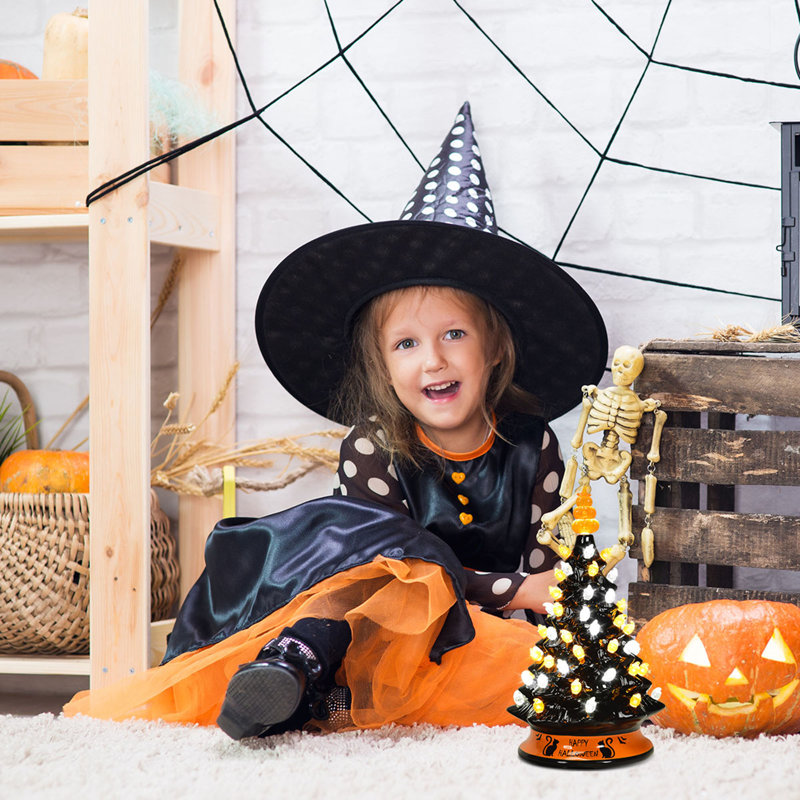 Halloween Cat, Bat Tabletop Tree