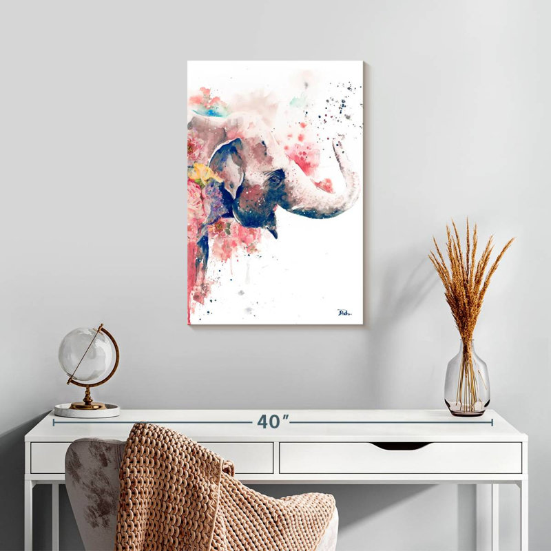 Éléphant floral, H 24 po x l 16 po
