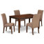 L'ensemble de table de cuisine 6 pièces contient une table de salle à manger rectangulaire et 4 chaises parsons en tissu crème avec banc, blanc lin-922650896-909311351-922650901