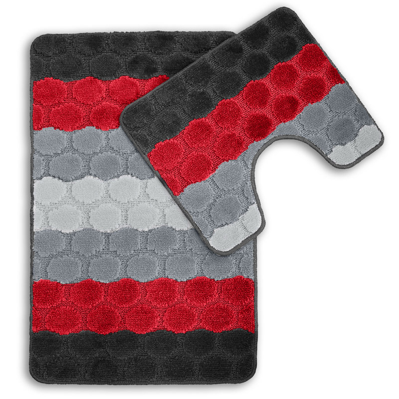 Kenery Hex Stripe Bath Set, Red