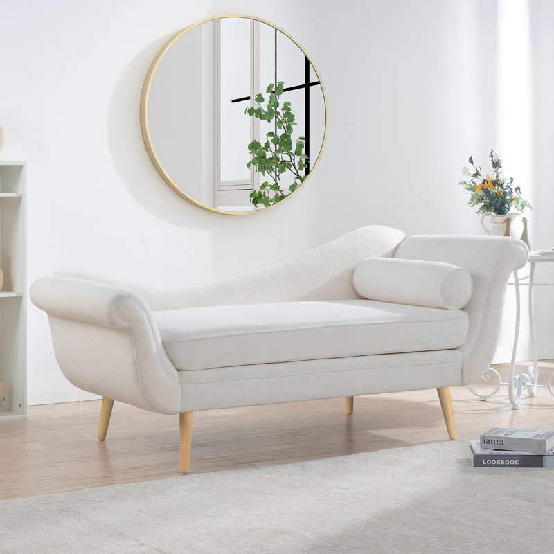 Chaise Lounge With Scroll Arms, White