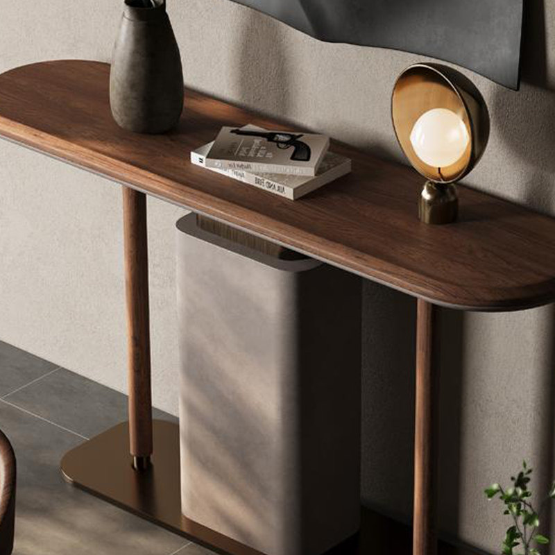 Modern Minimalist  Console Table, 35" H x 47.2" W x 13.8" D, Walnut