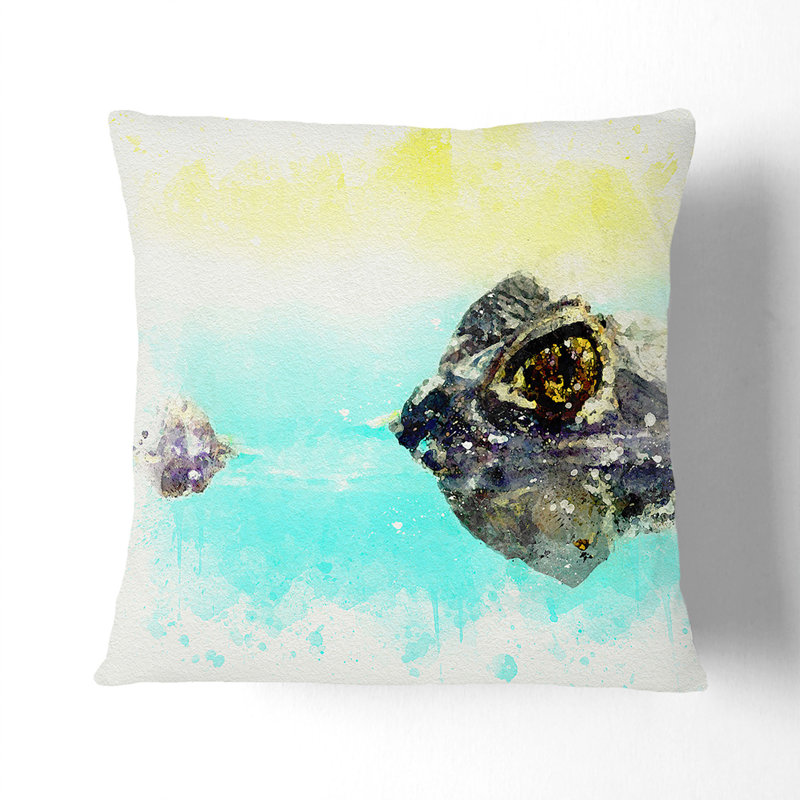 Peering Crocodile DBL Cushion with Filling, 55cm H x 55cm W x 20cm D