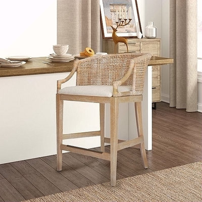 Tabouret de comptoir fabriqué à la main en rotin H 25 po