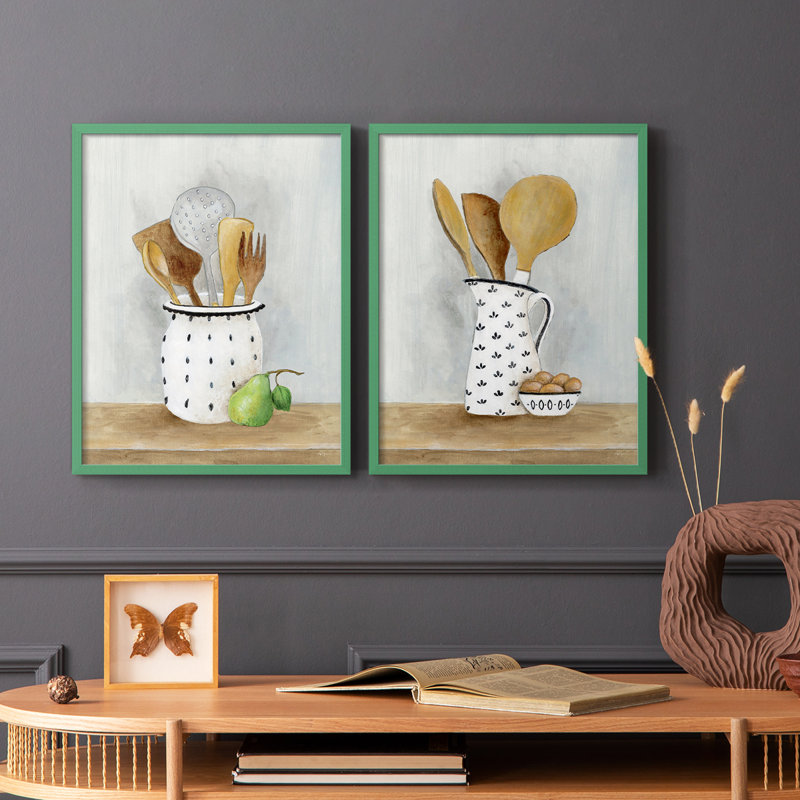 Impression encadrée I-Premium de Cottage Kitchen - prêt à être accroché - aucun clou requis - aucun clou requis, Gris