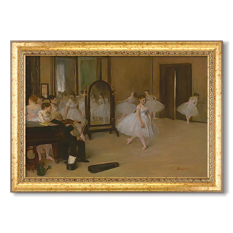 The Dancing Class, c. 1870-Edgar Degas-Custom Framed Canvas, Tuscan Gold Leaf (or Mottled Gold Acanthus), No, 32X46