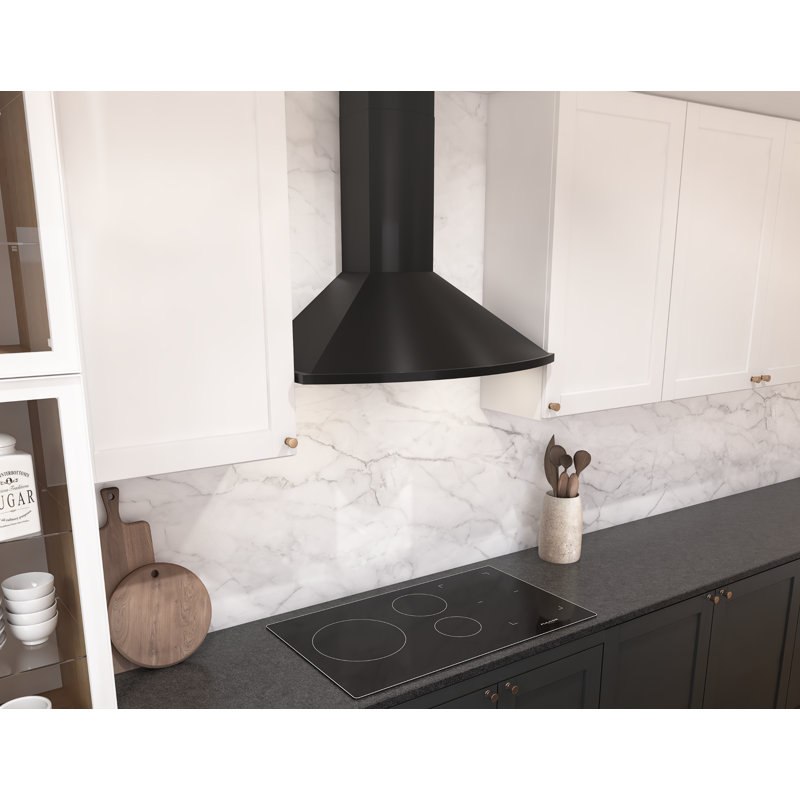 Savona Black Stainless Steel Wall Mount Range Hood with LED Lights