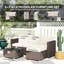 Outsunny 5 Piece Rattan Garden Furniture Set with Gas Fire Pit Black/Cream