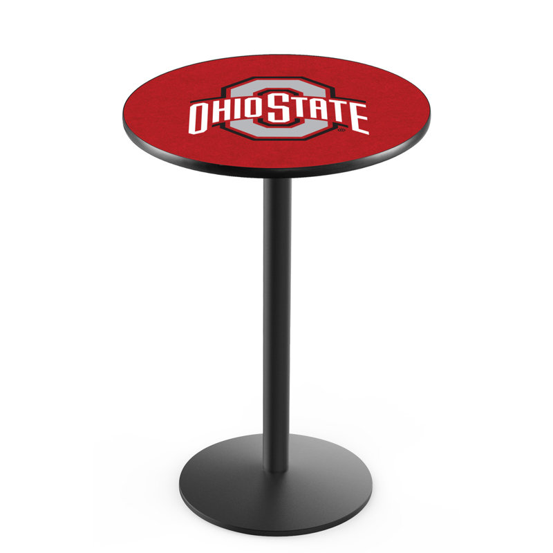 Round Metal Base Dining Table, Black Wrinkle, Ohio State University